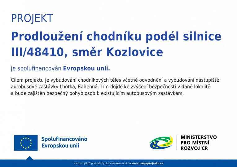 Prodloužení chodníku podél silnice III/48410, směr Kozlovice